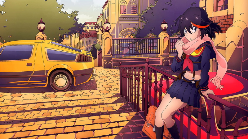 city life, adult, anime, fashion, motor vehicle, women, sitting, 1080P, real people, city, anime girls, leisure activity, short hair, architecture, group of people