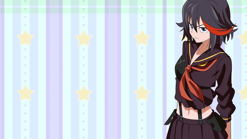 multi colored, leisure activity, Matoi Ryuuko, standing, women, young adult, akame, real people, clothing, wall - building feature, digital, representation
