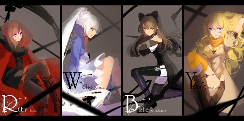 arts culture and entertainment, stage - performance space, Yang Xiao Long, RWBY, standing, Ruby Rose (character), women, Blake Belladonna, adult, digital composite