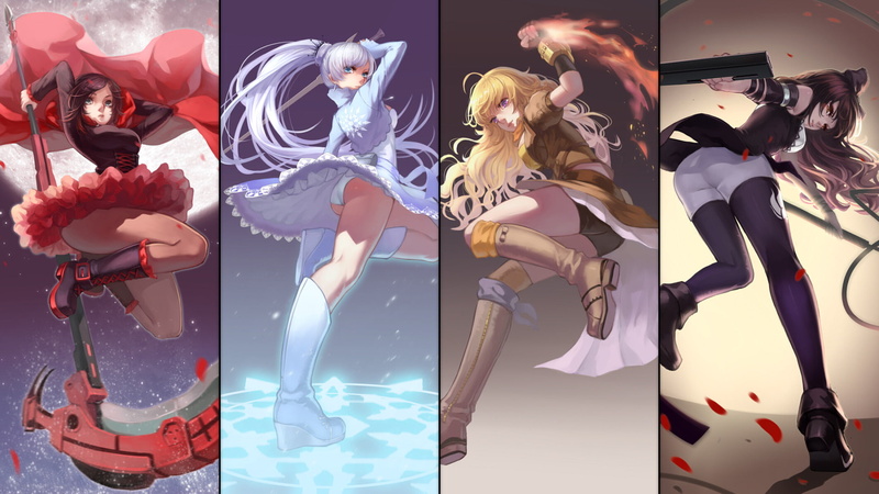Ruby Rose (RWBY), Weiss Schnee, 1080P, Yang Xiao Long, Scythe, Anime, Blake Belladonna, Rapier, RWBY