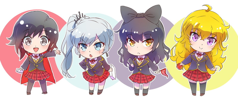 RWBY, 1080P, Ruby Rose (RWBY), Anime, Yang Xiao Long, Chibi, Blake Belladonna, Weiss Schnee