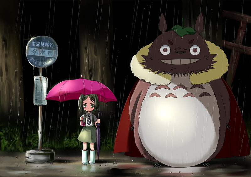 tonari no totoro, toy, 1080P, standing, pink, digital, multi colored, indoors, anime, creativity, art and craft, night, decoration, table, shape, girl