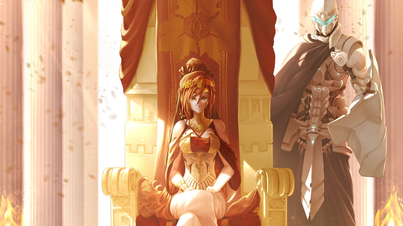architectural column, Pyrrha Nikos, statue, spirituality, sculpture, 1080P, representation, idol, place of worship, architecture, Anime, day, no people