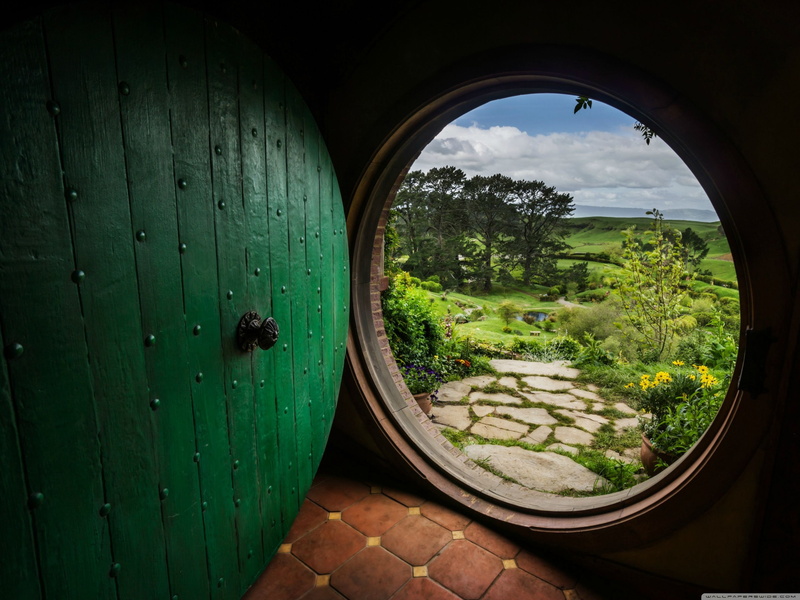The Hobbit, tree, geometric shape, glass - material, shape, architecture, water, plant, nature, no people, 2K, built structure, circle, wood - material