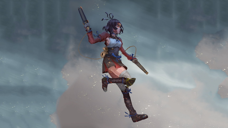 1080P, weapon, Mumei, Kabaneri of the Iron Fortress, artwork, anime girls, anime