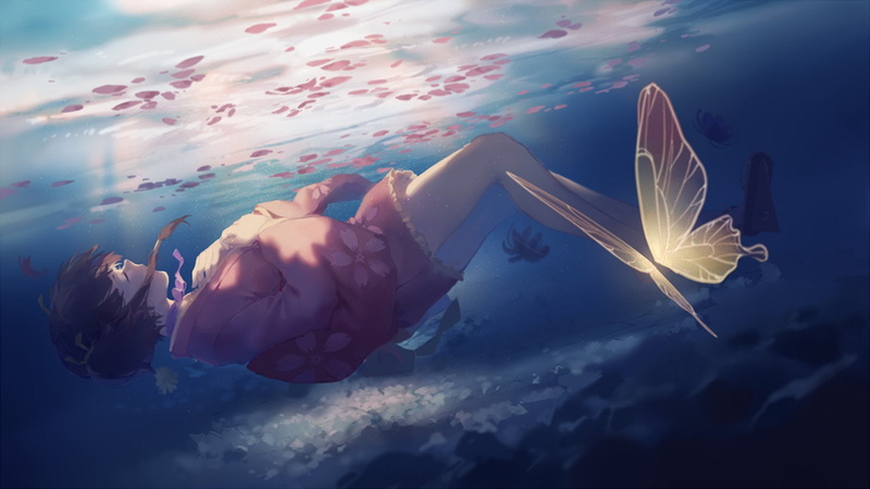 Butterfly, Mumei (Kabaneri of the Iron Fortress), Kabaneri of the Iron Fortress, Anime, 720P, Short Hair, Water
