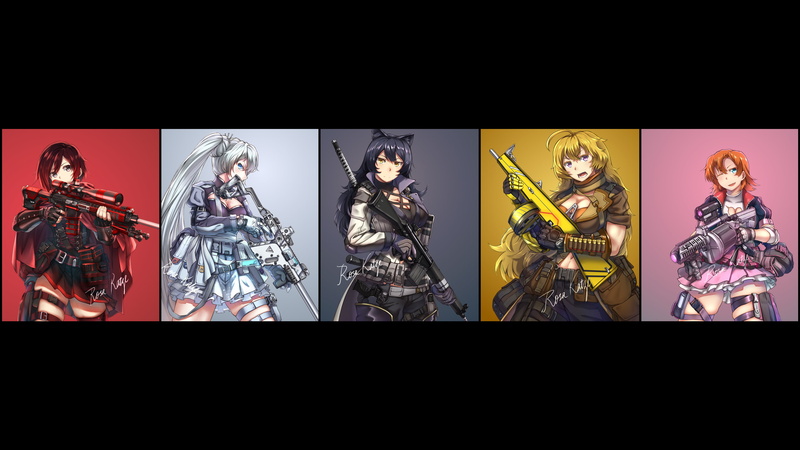 RWBY, Weiss Schnee, Yang Xiao Long, Ruby Rose (RWBY), 4K, Nora, blake rwby, tactical