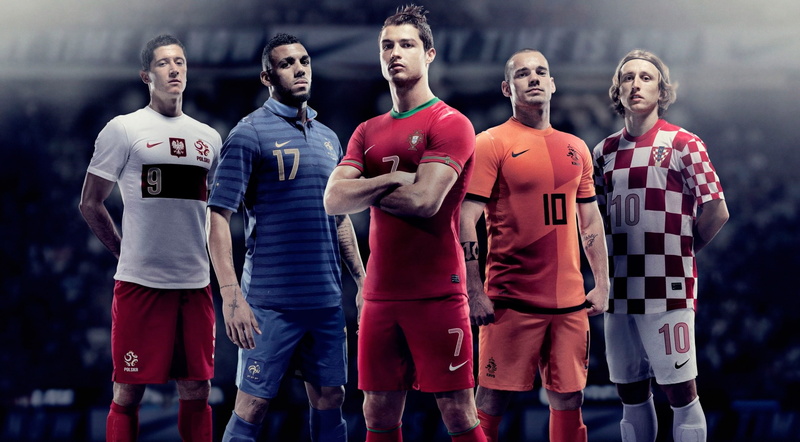 euro, Football, standing, men, red, people, athlete, focus on foreground, three quarter length, sports clothing, sportsman, cooperation, group of people