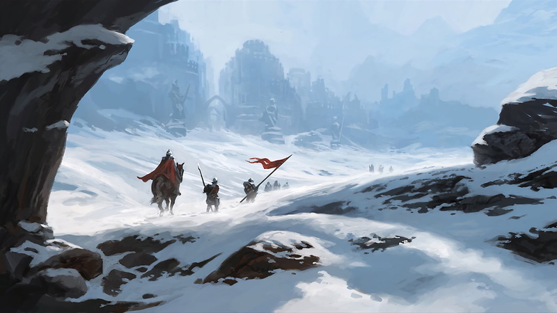city, Polish Hussar, warrior, 1080P, ice