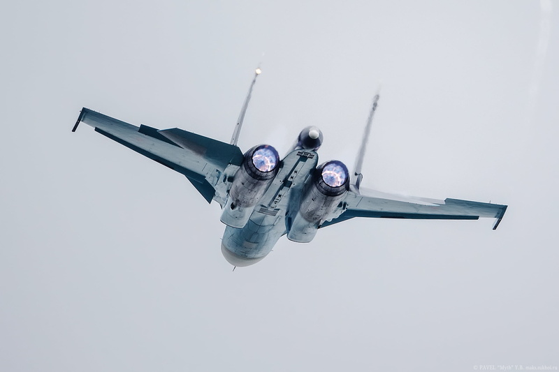 single object, copy space, mode of transportation, mid-air, aircraft, military, plane, motion, airplane, nature, low angle view, 2K, flying, Sukhoi Su-34