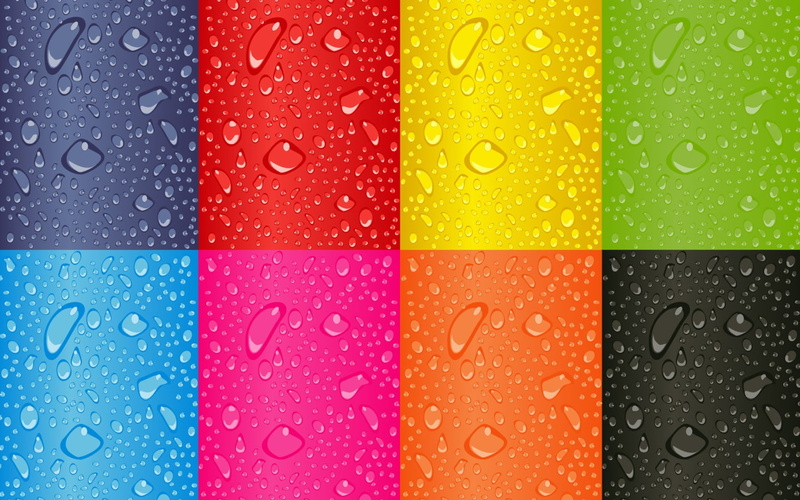 food and drink, vector, illustration, drop, orange color, raindrop, rainbow, vibrant color, freshness, black background, blue, drops, rain, Pattern