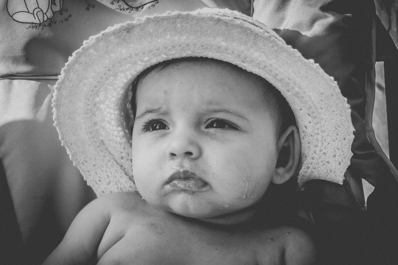 babyhood, cute, baby, headshot, front view, shirtless, portrait, wearing, hat, toddler, face, close-up, indoors, grayscale, young, child, looking at camera