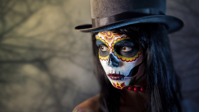 top hat, mask - disguise, human Skeleton, witch, dark, horror, photography, mask, women, dressing up, shock, people, human Skull, night, stage Costume
