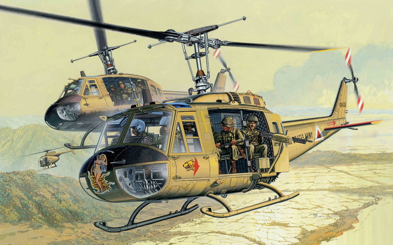 nautical vessel, no people, Iroquois, travel, water, propeller, flying, sky, 5K, multipurpose, mode of transportation, table, Huey, military, two, illustration