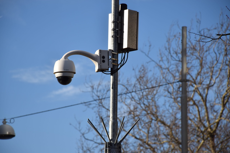 surveillance, watch, secure, privacy, day, street light, cctv, security, sky, power supply, lighting equipment, low angle view, security camera, enforcement