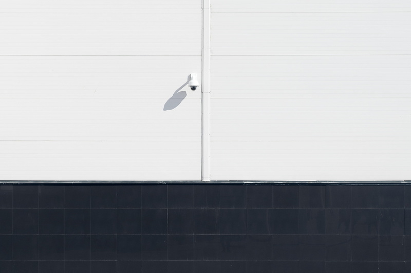 building, wall, technology, city, 2K, building exterior, minimal, day, pattern, protection, camera, minimalism, nature, big brother, black, security, watching