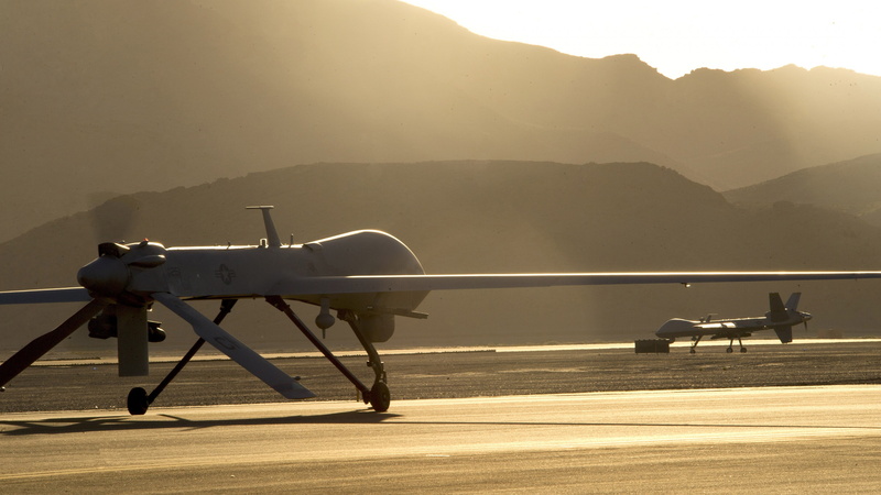 drone, Combat, daytime, MQ-9, MQ-9 Reaper, USA Army, 4K, plane, runway, white, landing