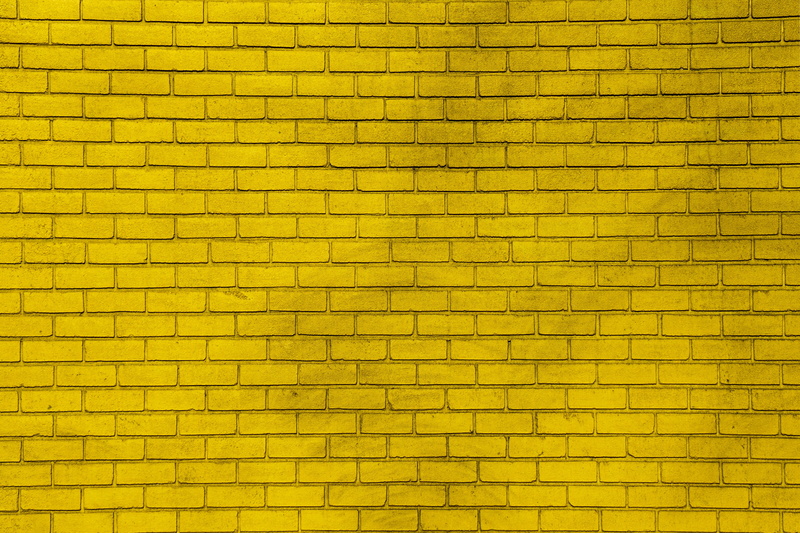 5K, bricks, wall, yellow, paint