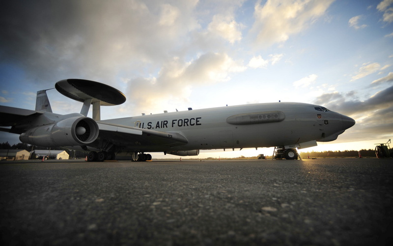 airport, journey, sunset, outdoors, air, military, s, stationary, side view, war, day, plane, E-3 Sentry, airport runway, aerospace industry, mode of transportation