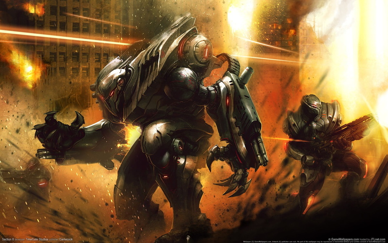 illuminated, people, fighting, headwear, military, security, conflict, 1080P, outdoors, Crysis 2, architecture, protection, armed forces, robot, gray