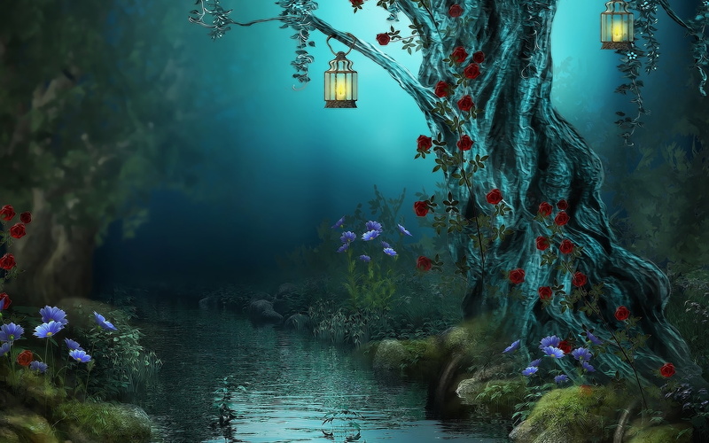Trees, Landscape, Rivres, hd, space, aircraft, px, 1080P, 1920x1200 px, x, fantasy, art, Flowers