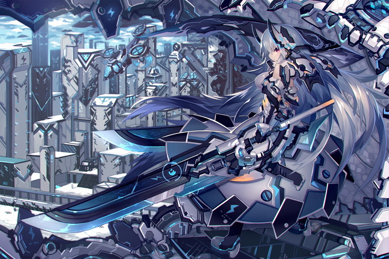 Mecha, Original, Anime, Girl, White Hair, 720P