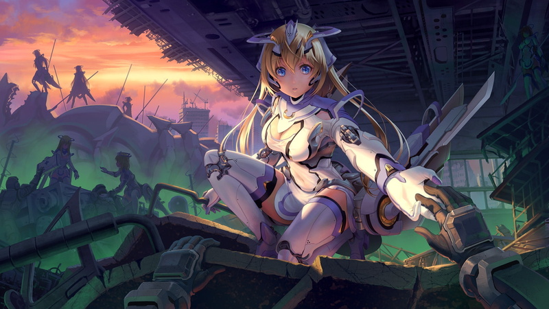 mecha girl, Anime, 1080P, blonde, bodysuit