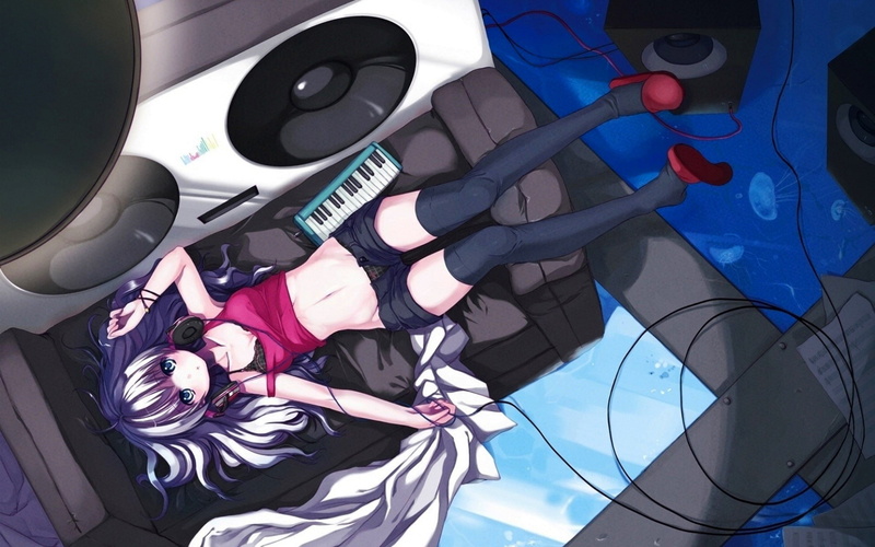 anime girls, transportation, anime, adult, high angle view, leisure activity, mode of transportation, indoors, women, 1080P, original characters, glasses