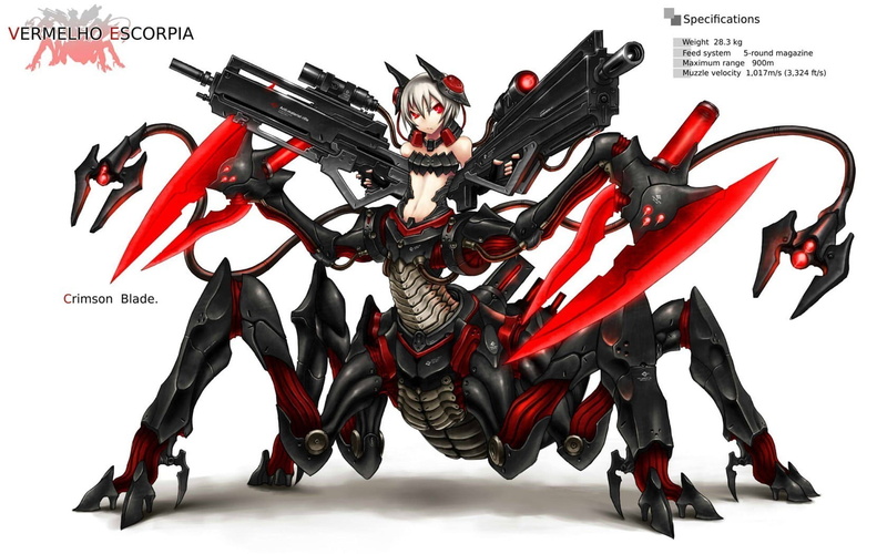 close-up, weapon, high angle view, sniper rifle, 720P, anime girls, mech, original characters, GiA, still life, cut out, choice, anime, representation