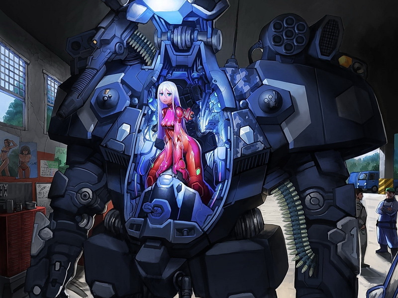 anime, mecha girls, original characters, 720P, anime girls, mech
