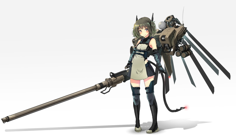 military, Anime, guns, cut out, mecha, weapon, nature, indoors, toy, rifle, copy space, anime girl, white background, studio shot, technology, one person