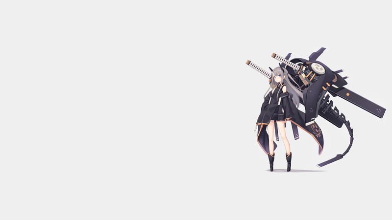 4K, anime girls, mecha girls, minimalism, Poco, simple background, science fiction, anime, Pixiv, simple