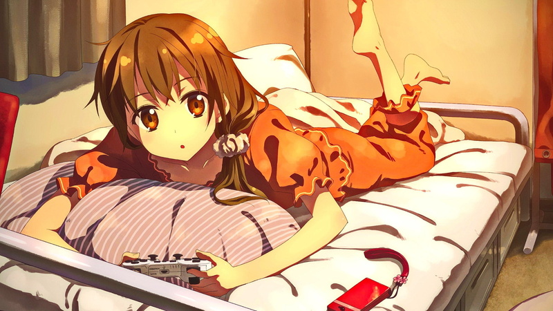 PlayStation, anime girls, bedroom, 1080P, Yuuki Tatsuya, original characters