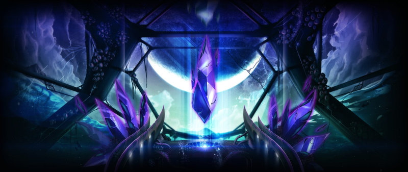 dom Planet, glowing, multi colored, video games, close-up, no people, indoors, blue, fuel and power generation, nature, purple, architecture, technology