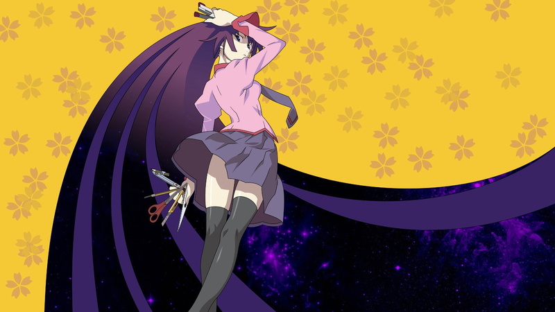 Senjougahara Hitagi, school uniform, anime, 1080P, Monogatari Series
