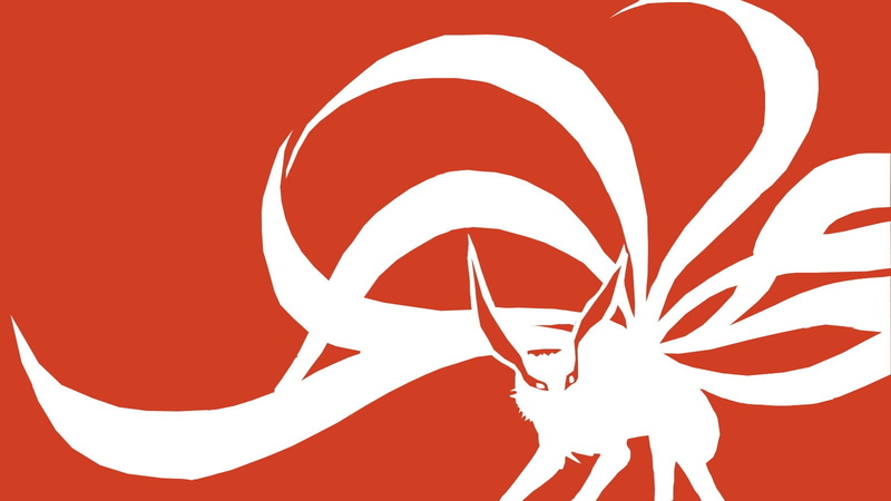 anime, simple background, nine tails, Naruto Shippuuden, 720P, animals, fox