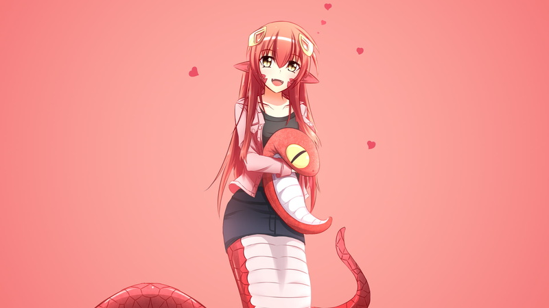portrait, representation, holding, Anime Girls, one person, studio shot, hairstyle, adult, Miia (Monmusu), women, 1080P, three quarter length, girls, copy space