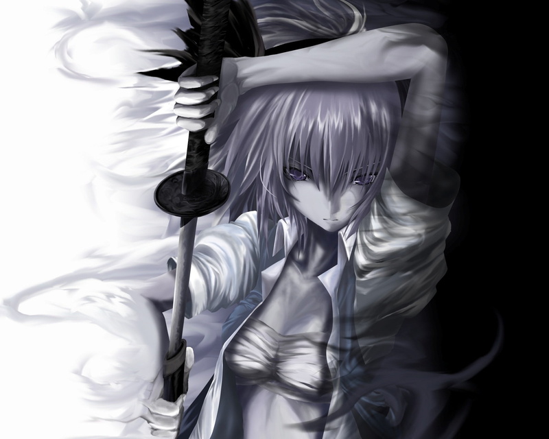 konpaku, girls, swordgirls, 1080P, Katana, swords, anime, hd, x, Touhou, youmu, weapons, art, hot