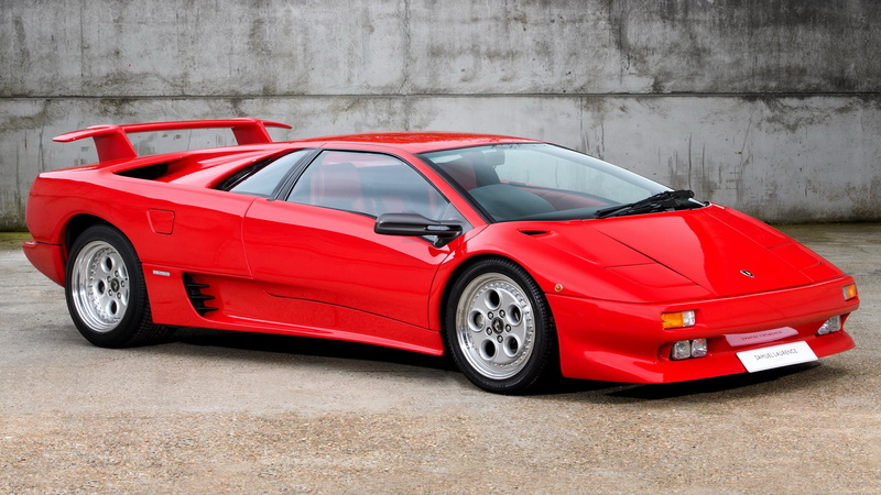 transportation, red, vehicle, city, Lamborghini Diablo, architecture, mode of transportation, sports car, red cars, no people, wall - building feature
