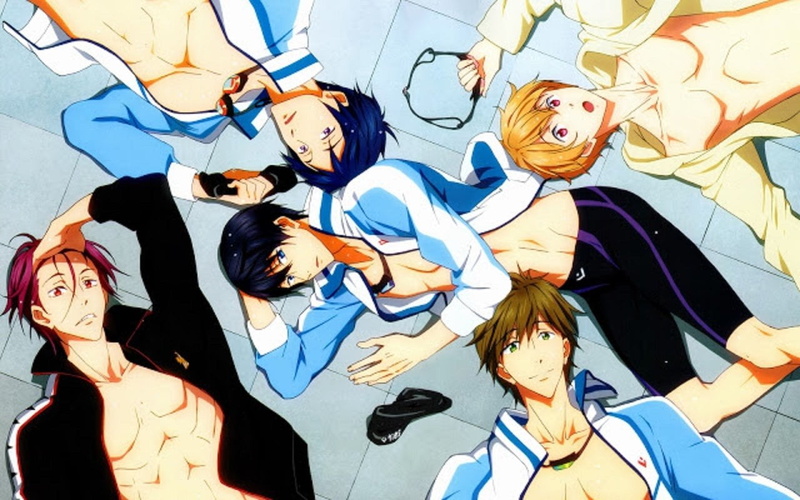young women, Rei Ryūgazaki, Haruka Nanase, young adult, day, Makoto Tachibana, creativity, female likeness, Anime, Free!, multi colored, blue, Rin Matsuoka