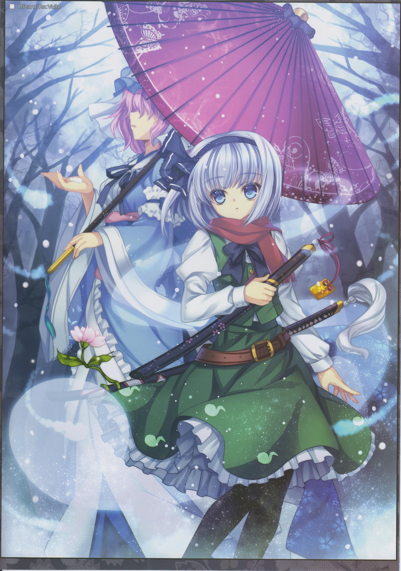 5K, Touhou, Konpaku Youmu, anime girls, Saigyouji Yuyuko