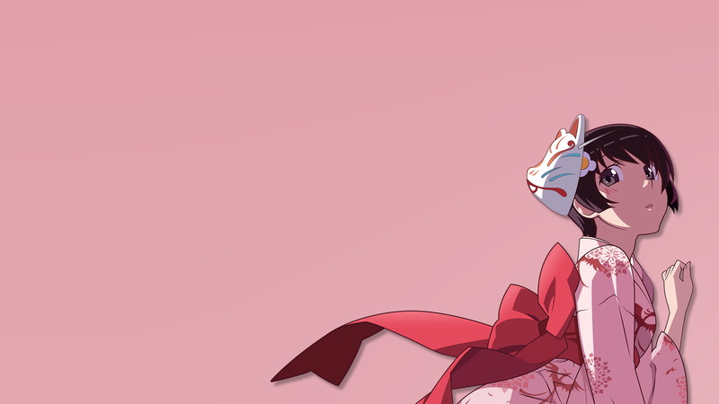 copy space, colored background, nature, Monogatari Series, clothing, pink color, Araragi Tsukihi, young women, studio shot, kimono, anime, women, anime vectors