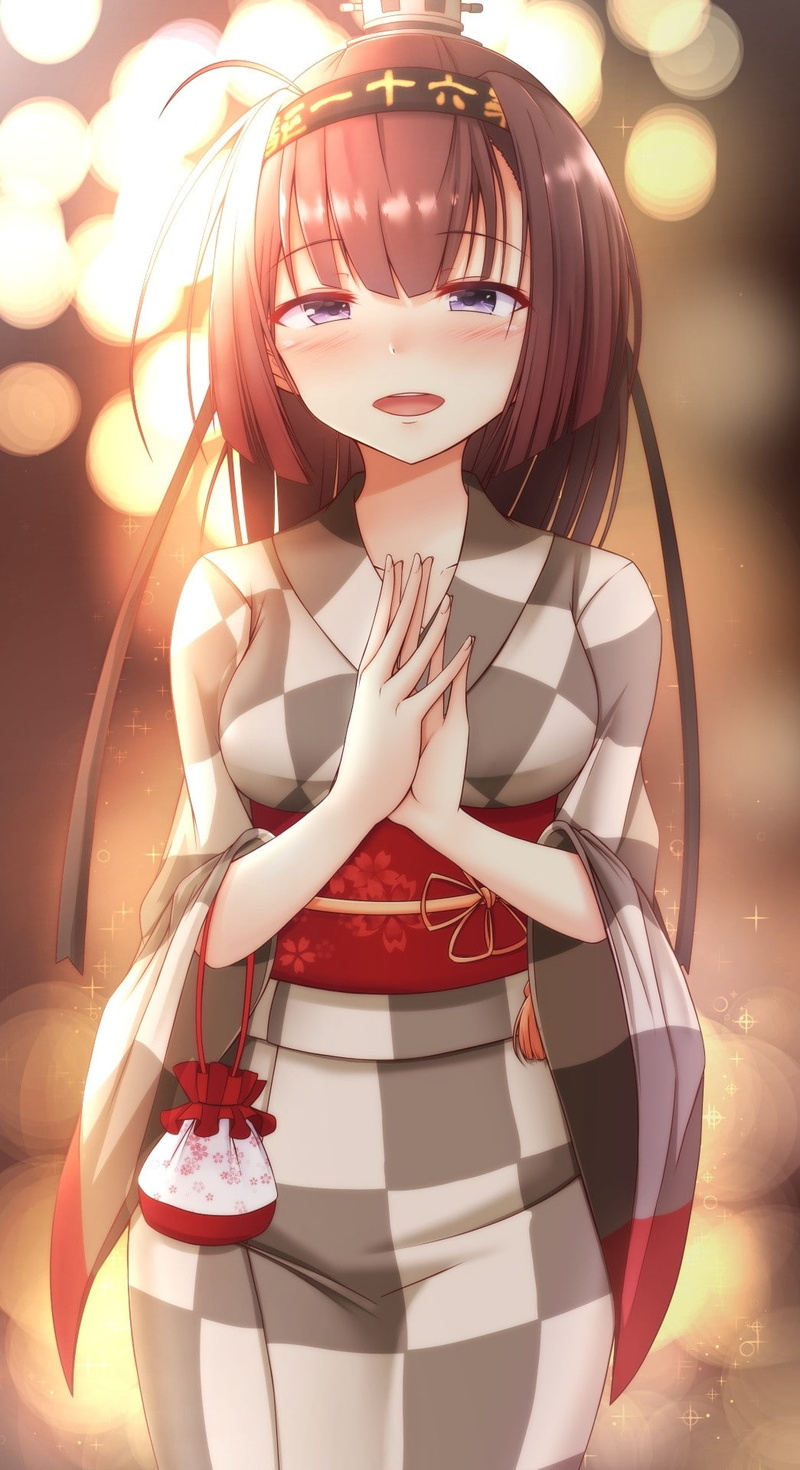 individuality, Kantai Collection, beautiful people, people, beautiful woman, red, clothing, human body part, 1080P, portrait, purple eyes, Japanese clothes
