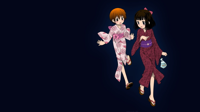 1080P, yukata, kimono, manga, anime, Kokekokko Koma, anime girls