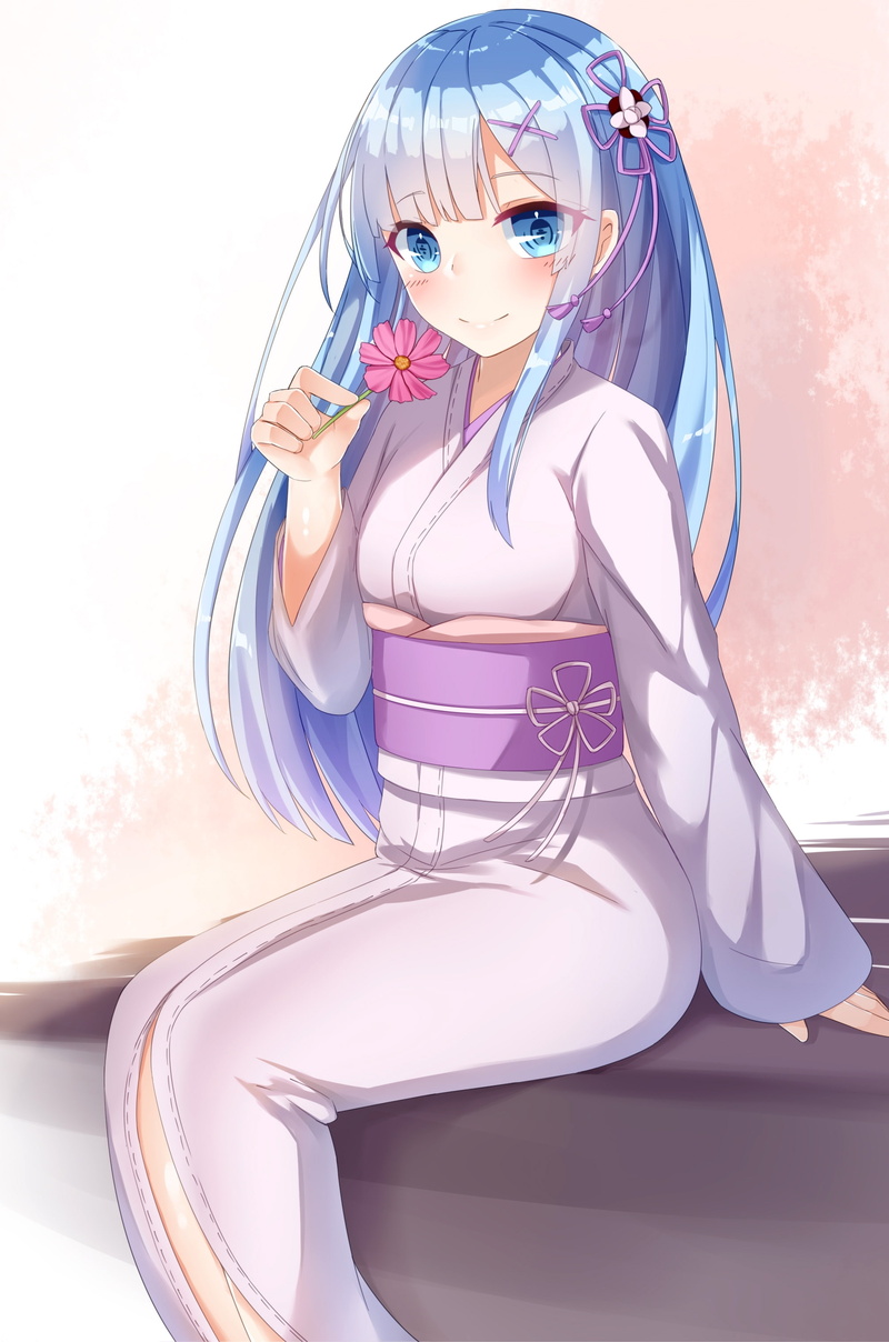 people, yukata, child, young adult, beauty, nature, rem, body part, adult, females, childhood, flower, long hair, emotion, Anime, blond hair, offspring