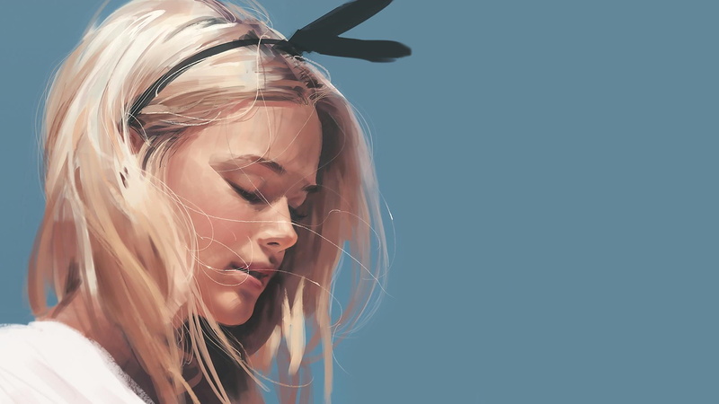 digital art, 1080P, artwork, hair ornament, blonde