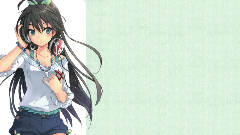1080P, black hair, anime, headphones, hair ornament, long hair, anime girls