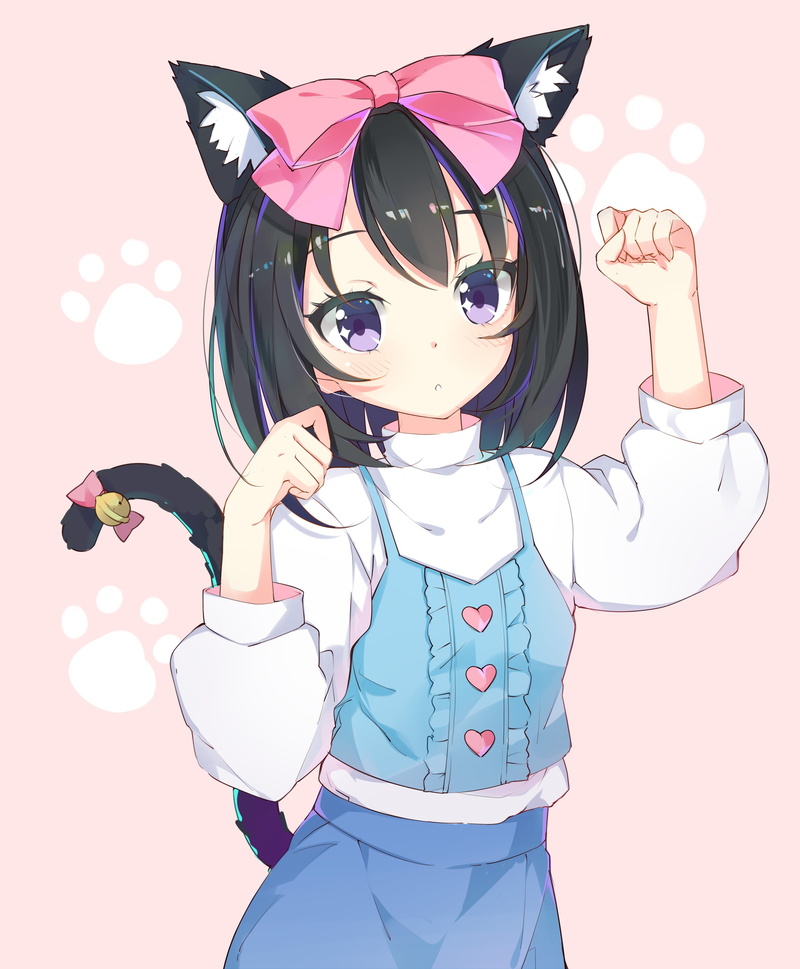 anime girls, emotion, purple eyes, young women, front view, females, tail, beauty, 2K, fashion, portrait, child, adult, one person, anime, teenager, lifestyles