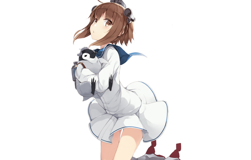 beautiful woman, Penguin, front view, young women, School Uniform, adult, Kantai Collection, indoors, one person, Anime, women, studio shot, creativity