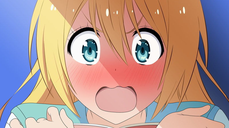 blushing, ribbon, school uniform, Nisekoi, blonde, hair ornament, anime, anime girls, Kirisaki Chitoge, long hair, 1080P, blue eyes